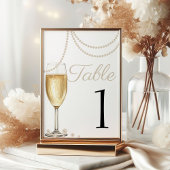 Perlen und Prosecco elegante Bridal Brunch Dusche Tischnummer