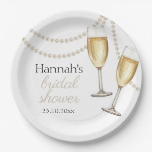 Perlen und Prosecco Elegante Hochzeitsdusche Pappteller