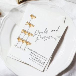 Perlen und Prosecco Elegante moderne Bridal Shower Einladung