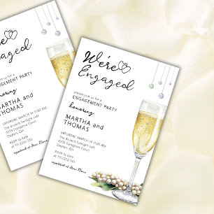 Perlen und Prosecco Elegante Verlobungsfeier Einladung