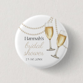 Perlen und Prosecco Elegantes Brautparty Button