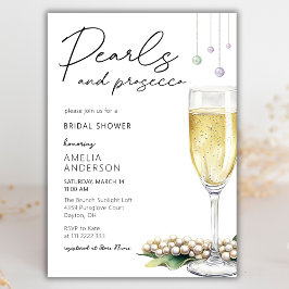 Perlen und Prosecco Elegantes Brautparty Einladung