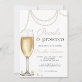 Perlen und Prosecco elegantes Brautparty Foto Einladung (Vorderseite)