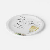 Perlen und Prosecco Elegantes Brautparty Pappteller (Schrägansicht)