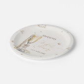 Perlen und Prosecco Elegantes Brautparty Pappteller (Schrägansicht)