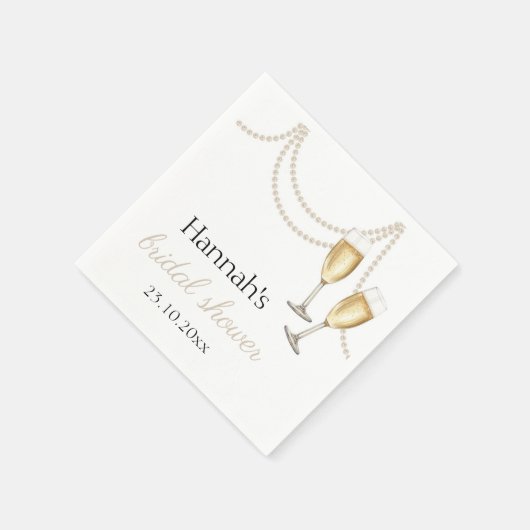 Perlen und Prosecco Elegantes Brautparty Serviette (Ecke)