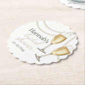 Perlen und Prosecco Elegantes Brautparty Untersetzer (angewinkelt)