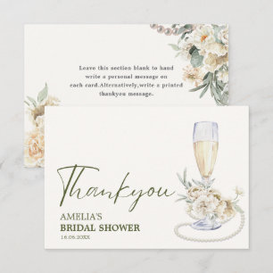 Perlen und Prosecco Florale Hochzeitstorte Dankeskarte