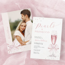 Perlen und Prosecco Foto Bridal Dusche Einladung