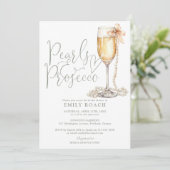 Perlen und Prosecco Foto QR Code Brautparty Einladung (Stehend Vorderseite)