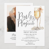 Perlen und Prosecco Foto QR Code Brautparty Einladung (Vorne/Hinten)