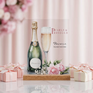 Perlen und Prosecco - Geschenke zur Bridal Shower Acrylschild