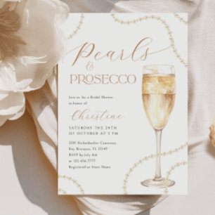 Perlen und Prosecco-Gold-Brautparty Einladung