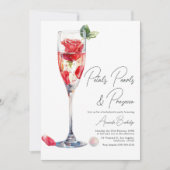 Perlen und Prosecco-Junggeselinnen-Abschied Einladung (Vorderseite)