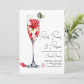 Perlen und Prosecco-Junggeselinnen-Abschied Einladung (Stehend Vorderseite)