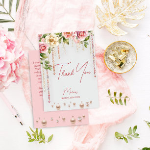 Perlen und Prosecco-Junggesellinnen-Abschied elega Dankeskarte