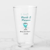 Perlen und Prosecco-Junggesellinnenabschied blau s Glas (Rückseite)