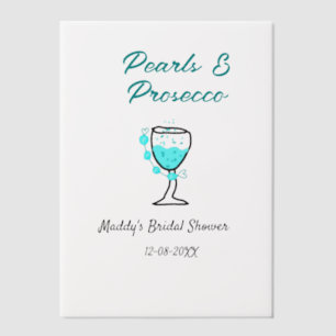 Perlen und Prosecco-Junggesellinnenabschied blau s Pergament Einladungen