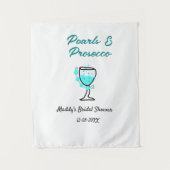 Perlen und Prosecco-Junggesellinnenabschied blau s Wandteppich (Vorderseite)