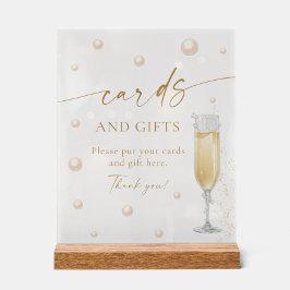 Perlen und Prosecco Karten und Geschenke Acrylschild