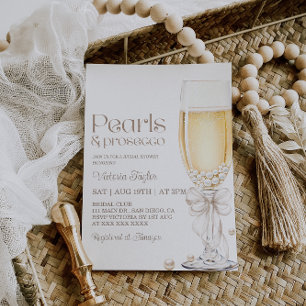 Perlen und Prosecco Luxus-Brautjunggesellinnenabsc Einladung