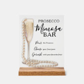 Perlen und Prosecco-Mimosa-Brautparty Acrylschild (Vorderseite)