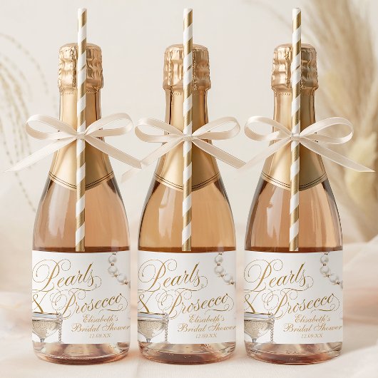 Perlen und Prosecco Mini Schaumweinetikett