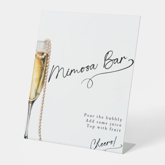 Perlen und Prosecco minimal Modern Mimosa Bar Sockelschild (Vorderseite)