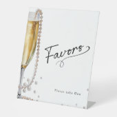 Perlen und Prosecco minimal Modernes Brautparty Sockelschild (Vorderseite)