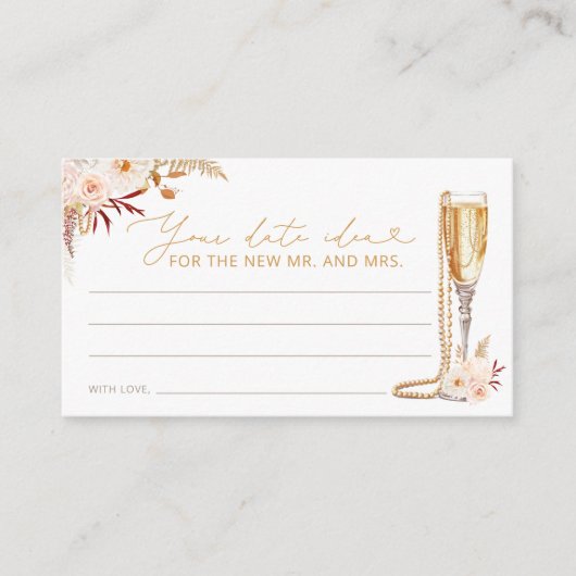 Perlen und Prosecco mit Blumendato Begleitkarte (Vorderseite)