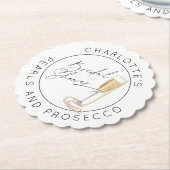 Perlen und Prosecco Moderne Schrift Bridal Shower Untersetzer (angewinkelt)