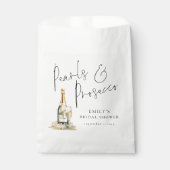 Perlen und Prosecco Moderne Script Bridal Dusche Geschenktütchen (Vorderseite)