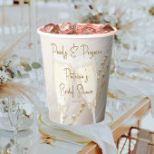 Perlen und Prosecco Modernes Elegantes Brautparty Pappbecher