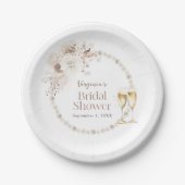 Perlen und Prosecco-Papierplatte Pappteller (Vorderseite)