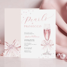 Perlen und Prosecco Pink Bridal Dusche Einladung