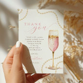 Perlen und Prosecco Pink Gold Brautparty Dankeskarte