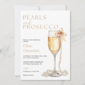 Perlen- und Prosecco-QR-Code-Brautparty Einladung (Vorderseite)