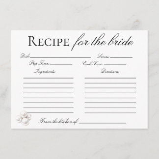 Perlen und Prosecco Rezeptkarte für die Braut