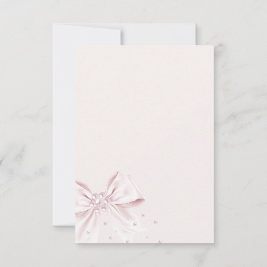 Perlen und Prosecco-rosa Brautparty Dankeskarte (Rückseite)