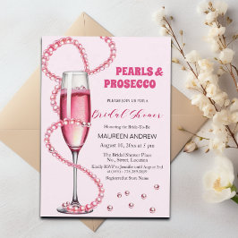 Perlen und Prosecco Rosa Brautparty Einladung