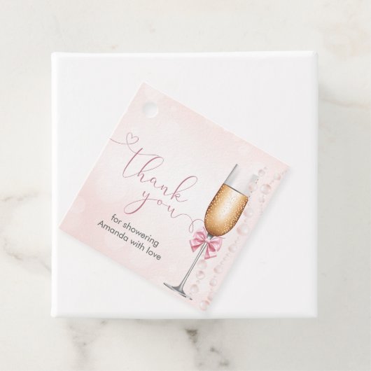 Perlen und Prosecco-rosa Brautparty Geschenkanhänger (Beispiel)