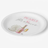 Perlen und Prosecco-rosa Brautparty Pappteller (Schrägansicht)