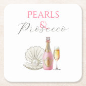 Perlen und Prosecco-rosa Brautparty Rechteckiger Pappuntersetzer (Vorderseite)