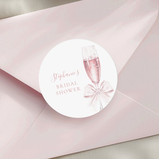 Perlen und Prosecco-rosa Brautparty Runder Aufkleber