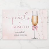 Perlen und Prosecco-rosa Brautparty Schaumweinetikett (Einzelnes Label)