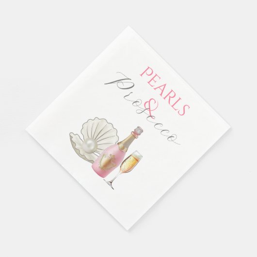 Perlen und Prosecco-rosa Brautparty Serviette (Ecke)