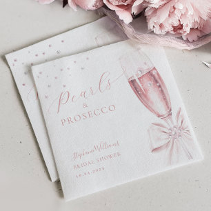 Perlen und Prosecco Rosa Brautparty Serviette
