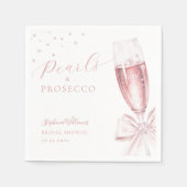 Perlen und Prosecco-rosa Brautparty Serviette (Vorderseite)