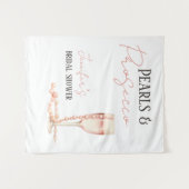 Perlen und Prosecco Rosa Brautparty Wandteppich (Vorderseite (Horizontal))