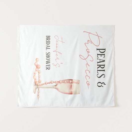 Perlen und Prosecco Rosa Brautparty Wandteppich (Vorderseite (Horizontal))